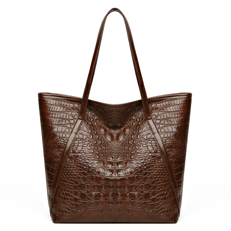 Leather Work Bag Women - 간단한 다목적 악어 인쇄 토트 백