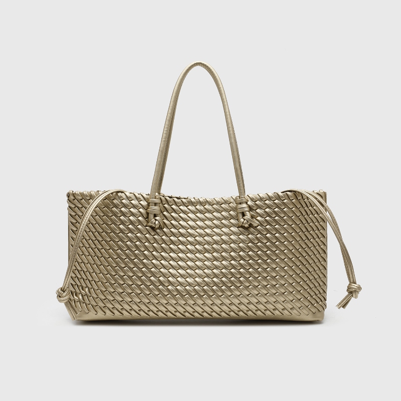 Leather Work Bag Women - 디자이너 고급 PU 직조 토트백, 탑