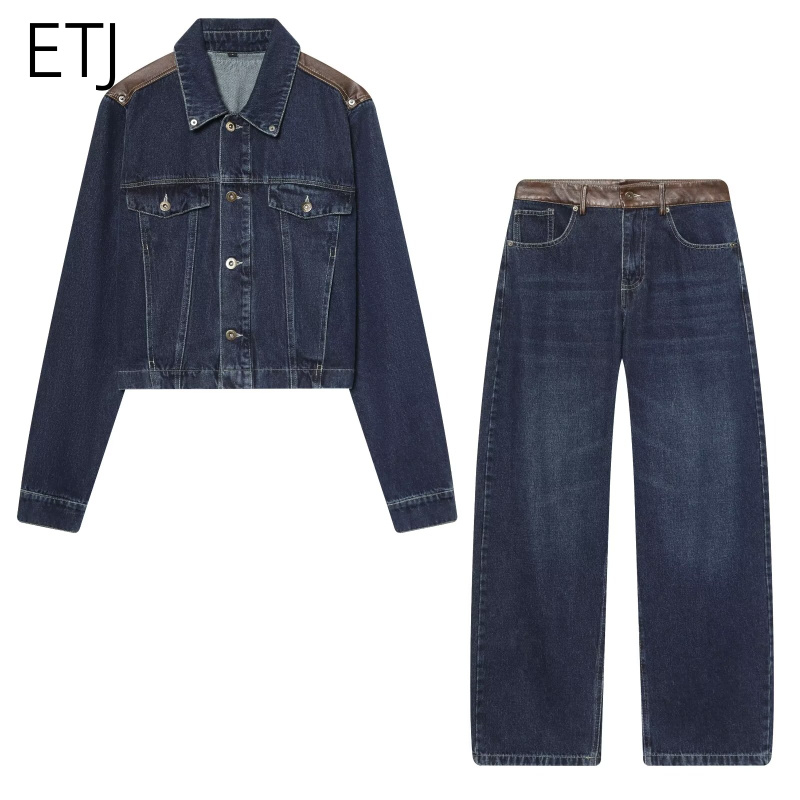 Leather Work Jacket - ETJ 여성 데님 재킷 & 청바지