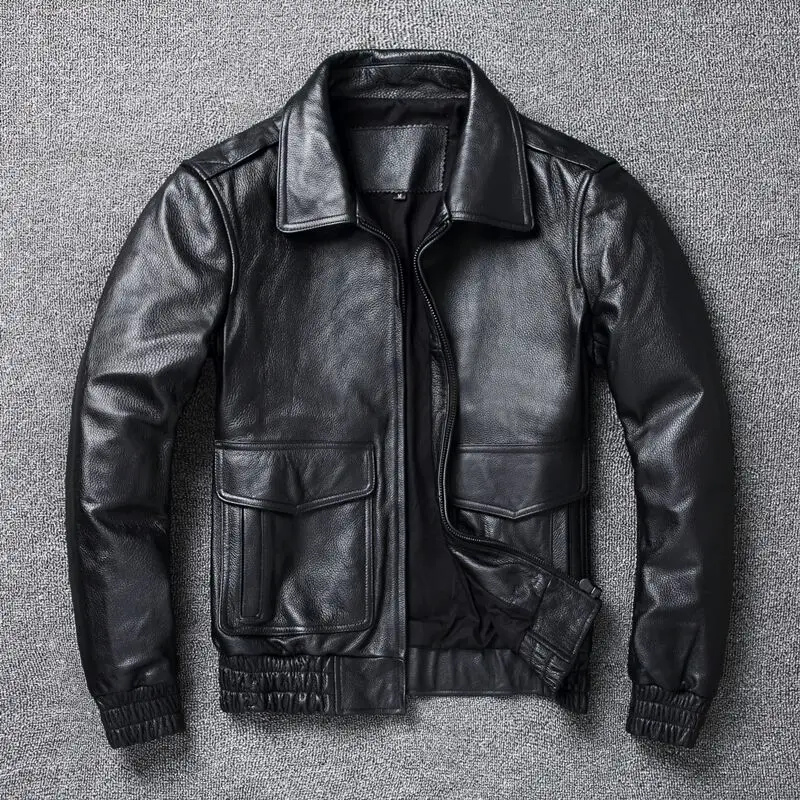 Leather Work Jacket - 남성용 겨울 가죽 재킷, 클래식 A2