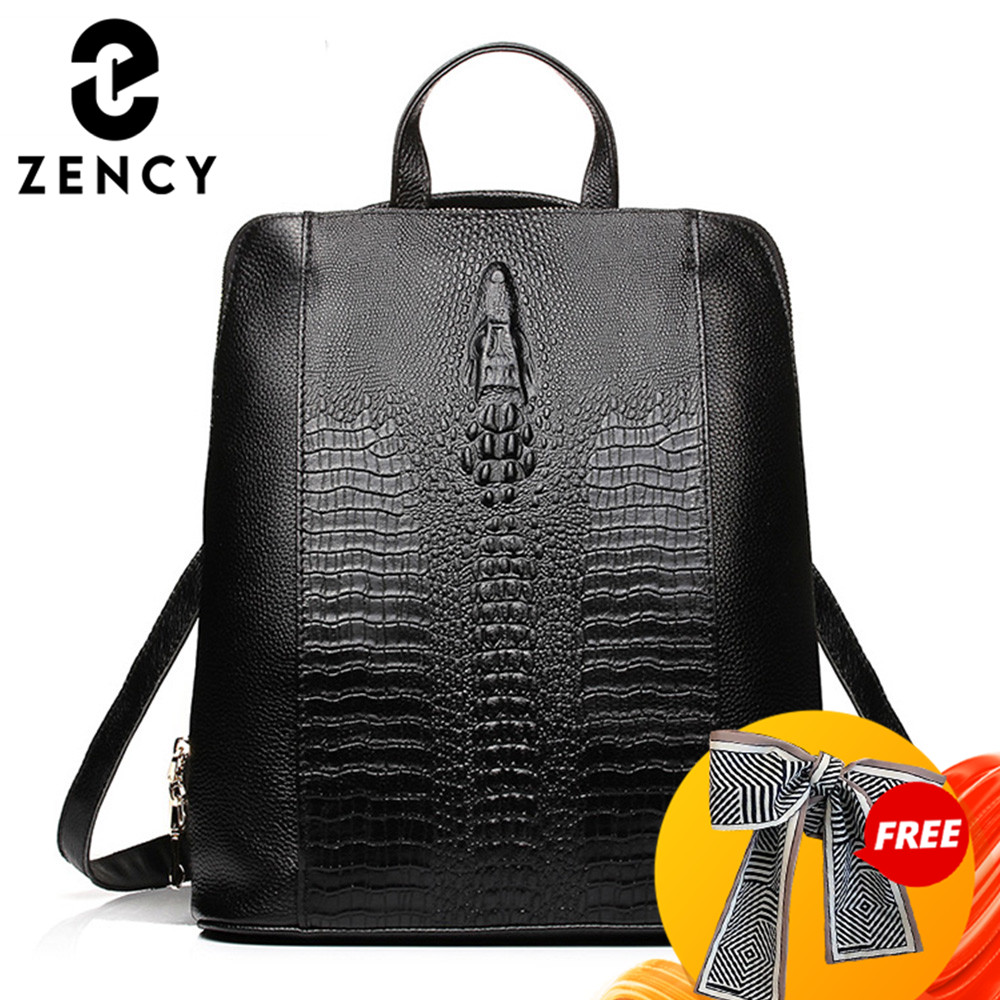 Leather Work Bag Women - Zency 여성용 악어 가죽 백팩 100%