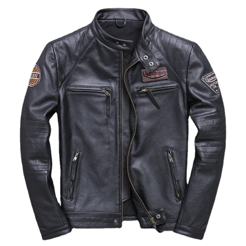 빈티지 남성용 천연 가죽 바이커 재킷, 슬림 100%  - Leather Work Jacket 리뷰 및 가격