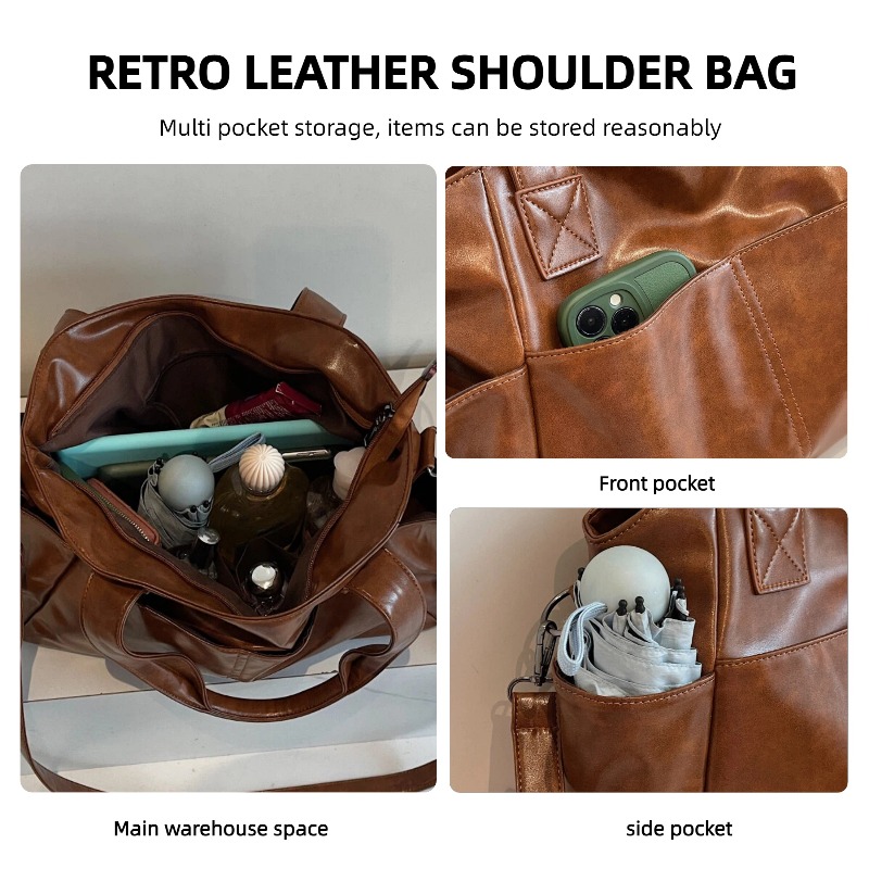 여성용 레트로 소프트 가죽 핸드백, 다중 포켓 대용량  - Leather Work Bag Women 리뷰 및 가격