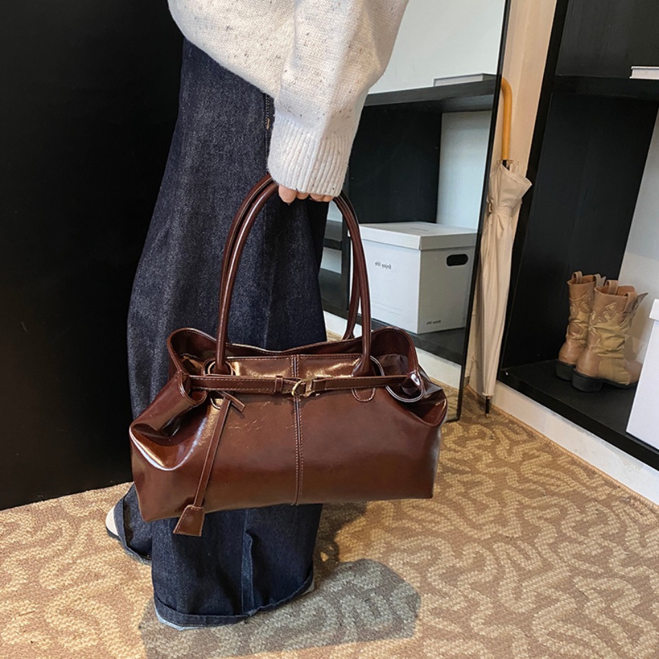 겨울용 PU 가죽 호보 핸드백 숄더백 레트로 탑 핸들  - Leather Work Bag Women 리뷰 및 가격